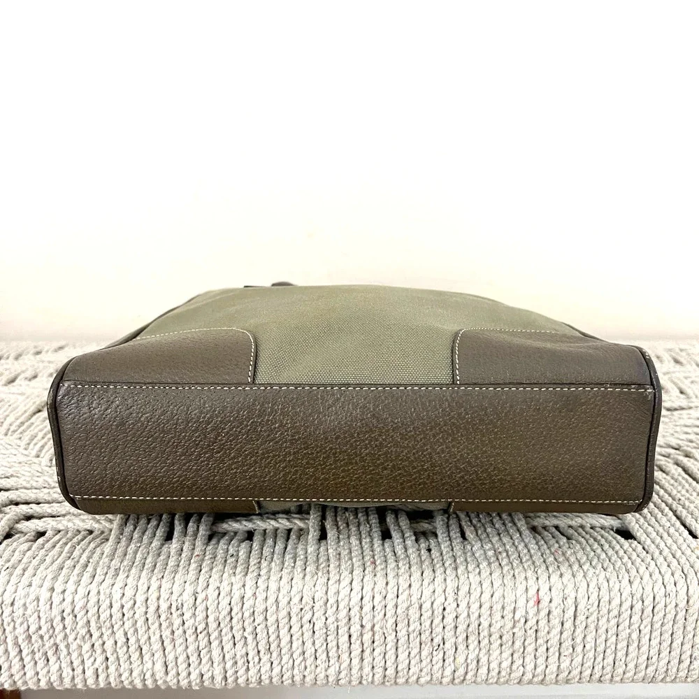 PRADA Olive Logo Canvas and Leather Tote Bag - Picture 4 of 13
